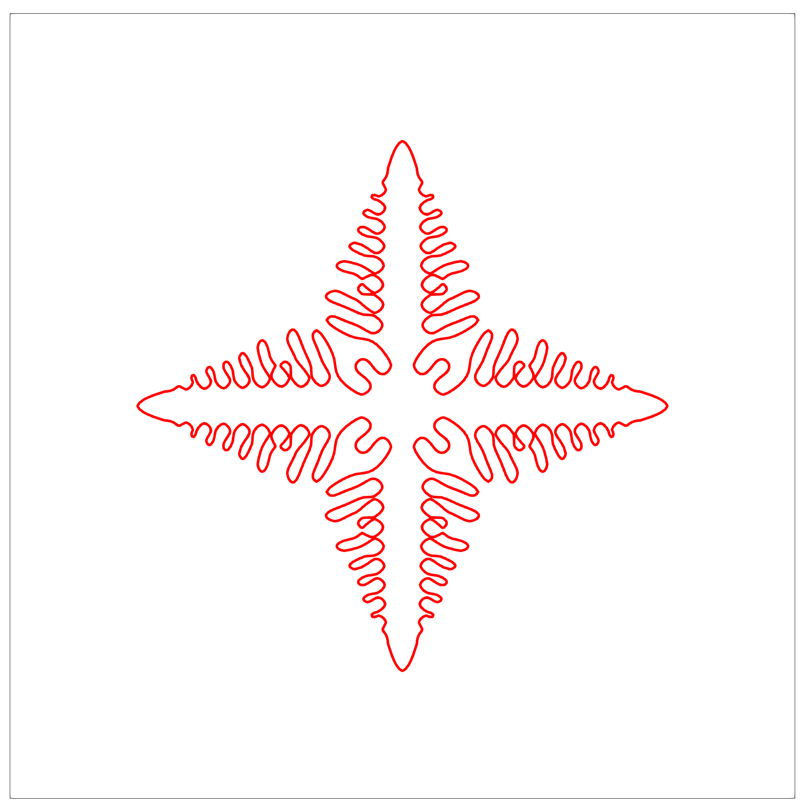 Dendritic structure oriented with the grid.